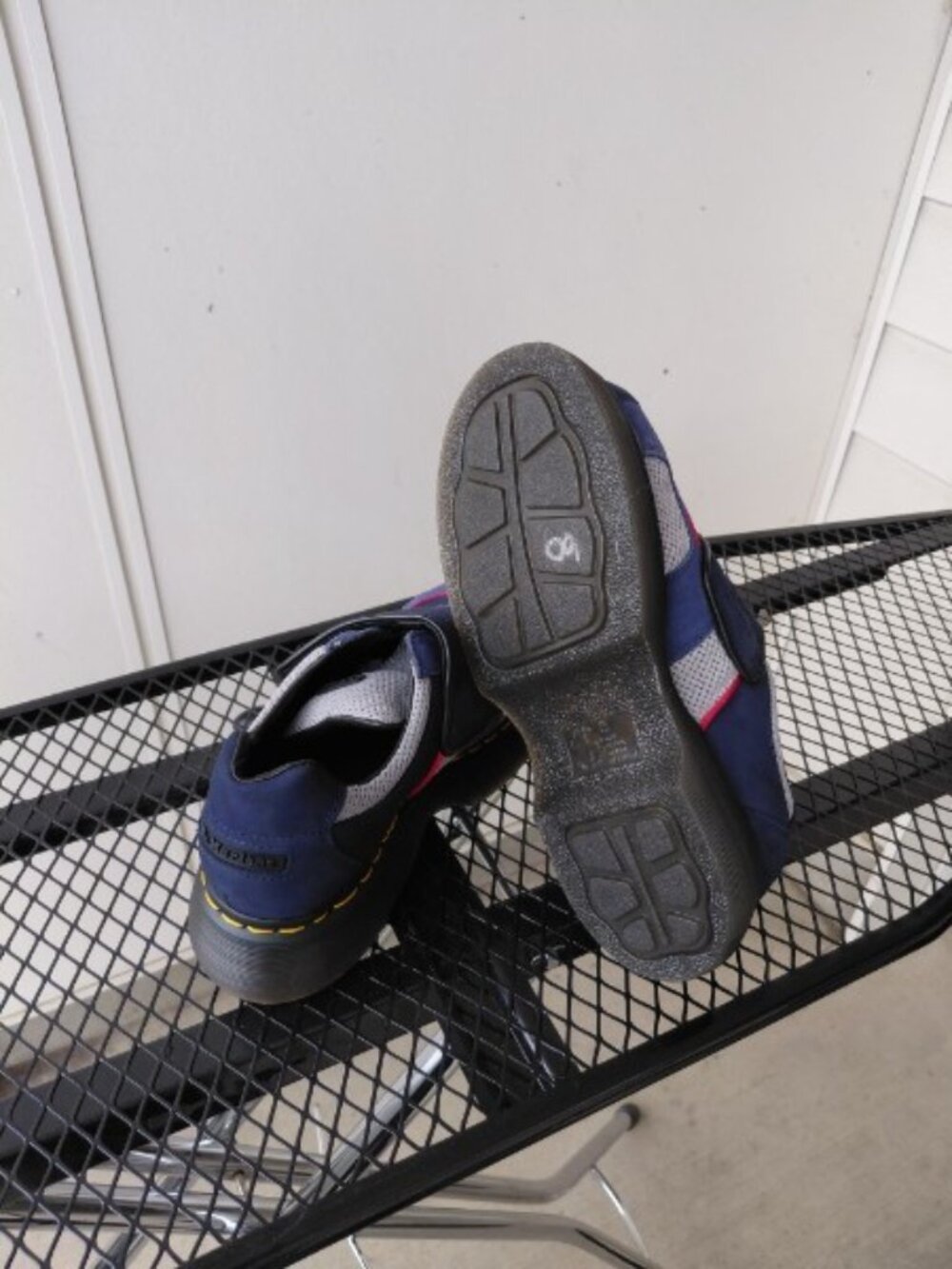 Dr. Martens Buzz Strap Mixed Material Platform Shoes Midnight Blue Grey Women 8 - Picture 3 of 6